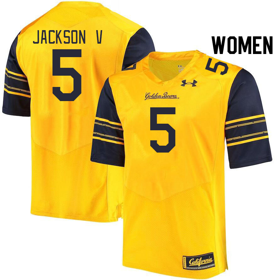 Women #5 Sam Jackson V California Golden Bears College Football Jerseys Stitched Sale-Gold - Click Image to Close
